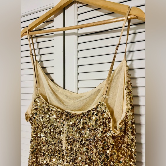 Gold Sequin Embellished Gown Dress - Picture 10 of 12